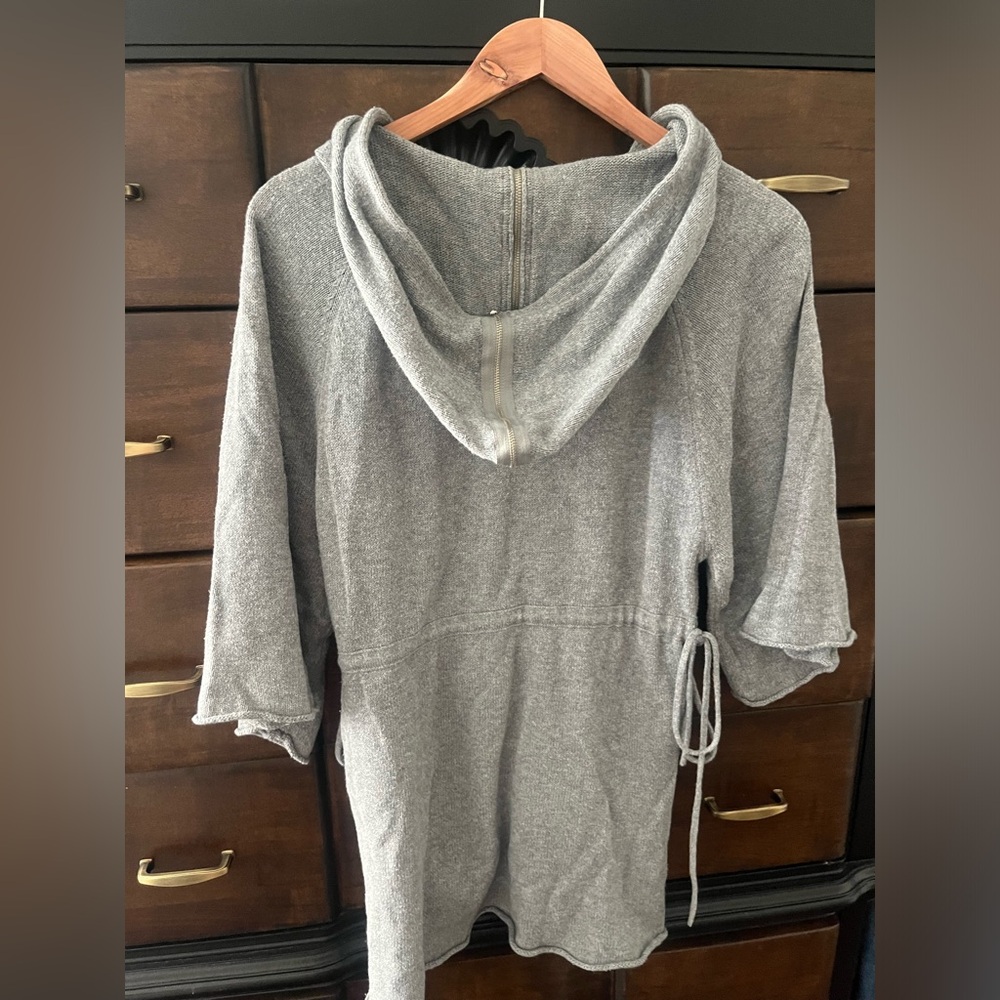 Sparrow for Anthropologie grey hoodie cardigan 3/4 sleeve adjustable Small - Picture 8 of 8